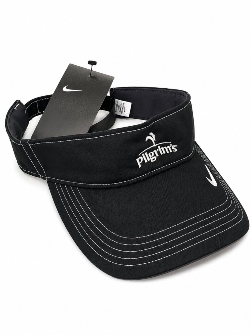 Nike Pilgrim's Black Adjustable Golf Visor Embroidered Swoosh Hat